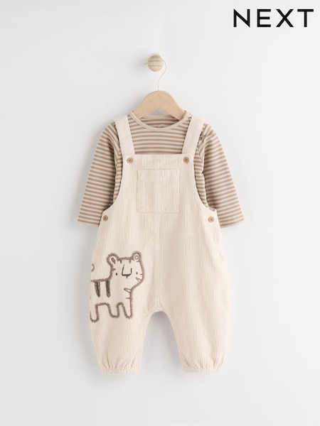 Neutral Tiger Cord 100% Cotton Baby Dungarees and Bodysuit Set (0mths-2yrs) (Q96698) | AED71 - AED78