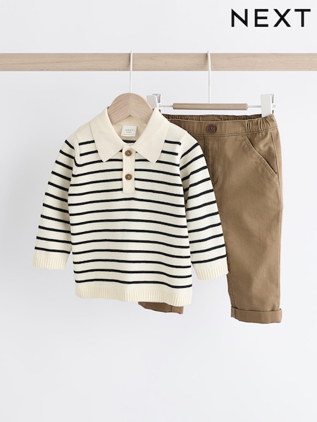 Mornarsko modra črtasta - Baby Woven100% Cotton Top and Trousers Set (0mths-2yrs) (Q96721) | € 19 - € 21