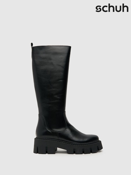 Schuh Dove Leather Chunky Knee Boots (Q96747) | AED262