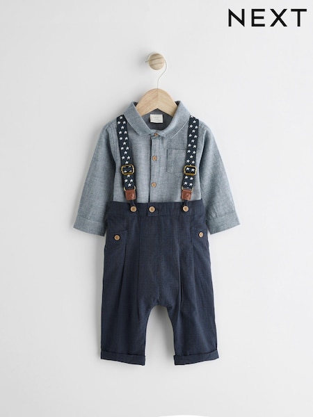 Navy Baby Shirt, Trousers and Braces 3 Piece Set (0mths-2yrs) (Q96750) | €36 - €39
