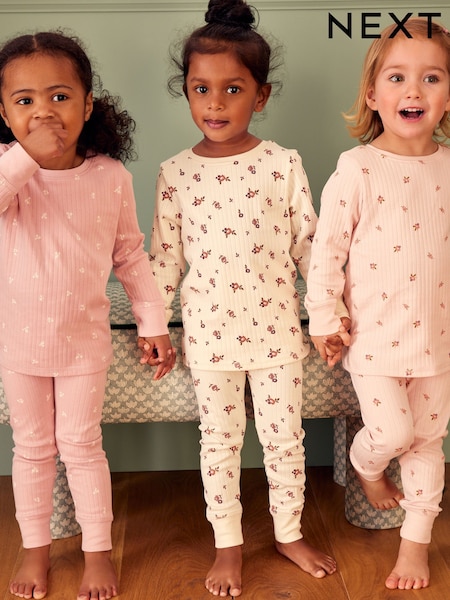 Diseño de florecitas en rosa/blanco - Floral Snuggle Pyjamas 3 Pack (9mths-12yrs) (Q96755) | 36 € - 48 €