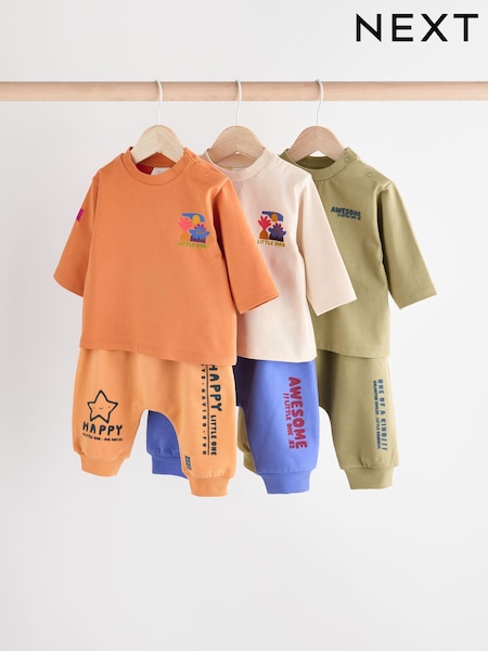 Bright Dino Baby T-Shirts and Joggers 6 Pack (Q96757) | 100 QAR - 107 QAR