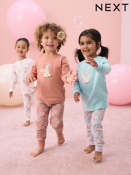 Blau/Rosa Mausdesign - Long Sleeve Snuggle Pyjamas 3 Pack (9mths-16yrs) (Q96761) | 38 € - 47 €