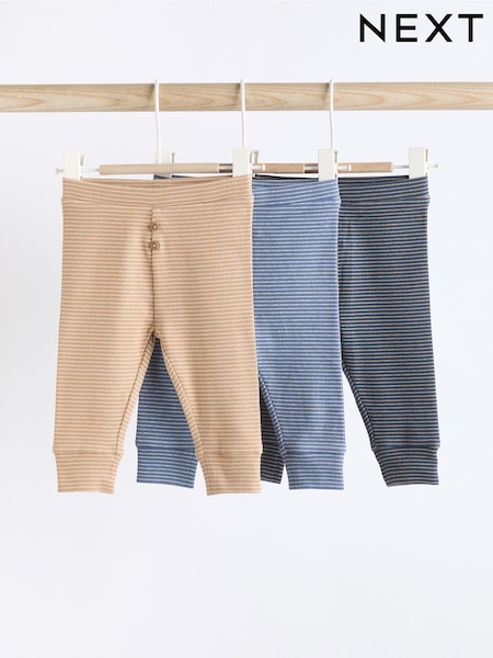 Blue/Neutral Stripe Baby Leggings 3 Pack (Q96819) | €15 - €18