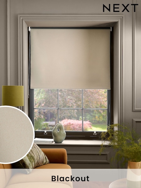 Natural Ready Made Brushed Blackout Roller Blind (Q96983) | €28 - €61