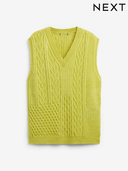 Lime Green Knit Heart Patchwork Tank Top (Q97047) | €19.50
