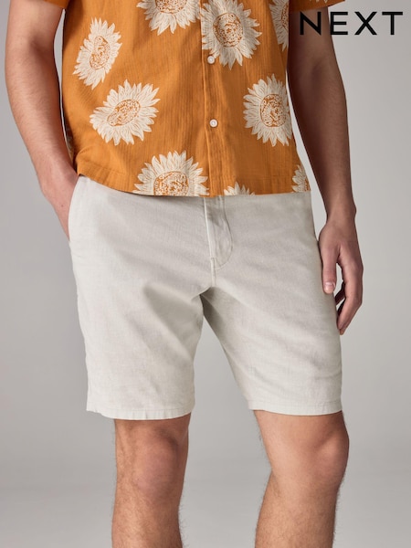 Light Grey Linen Viscose Shorts (Q97055) | €5