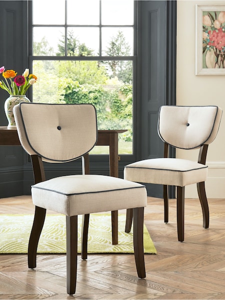 Nina Campbell Set of 2 Natural Ashburn Walnut Effect Leg Dining Chairs (Q97057) | €377