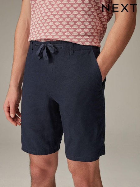Navy Blue Linen Viscose Shorts (Q97123) | €6