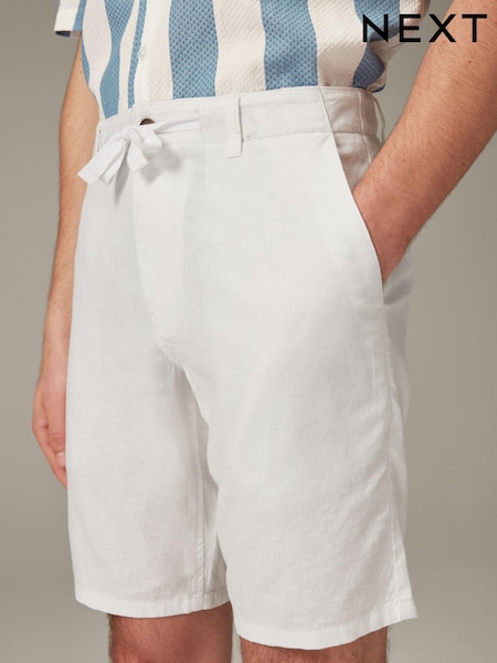 White Linen Viscose Shorts (Q97124) | €5