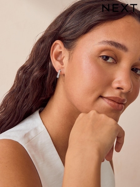 Sterling Silver Floral Hoops Earrings (Q97129) | €22