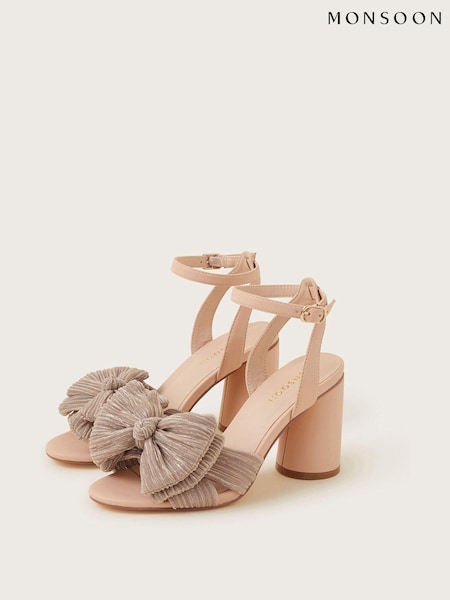Monsoon Nude Bow Heel Sandals (Q97137) | AED133