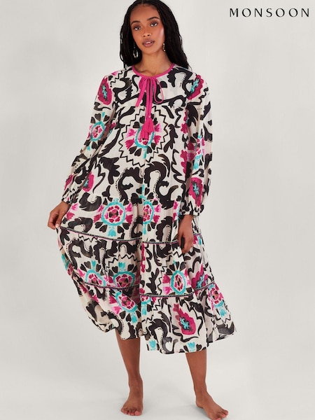 Monsoon Black Print Avelle Kaftan (Q97153) | €47.50