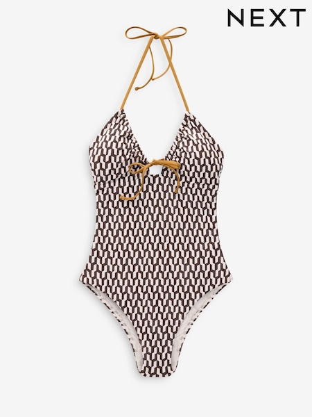 Tan/Ecru Scion at Next Metsa Halterneck Tummy Control Swimsuit (Q97179) | €26