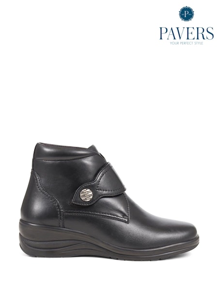 Pavers Leather Ankle Black Boots (Q97190) | AED145