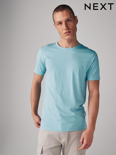 Blue Light Slim Fit Essential Crew Neck 100% Cotton T-Shirt (Q97374) | €4