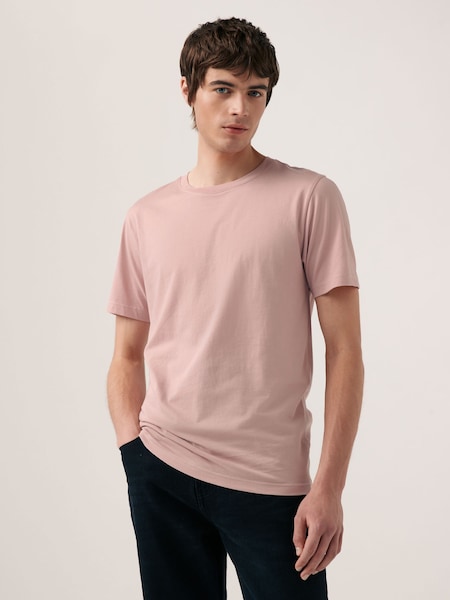 Pink Slim Fit Essential Crew Neck 100% Cotton T-Shirt (Q97391) | €3