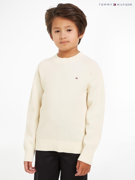 Tommy Hilfiger Cream Essential 100% Cotton Sweater (Q97542) | AED145 - AED174