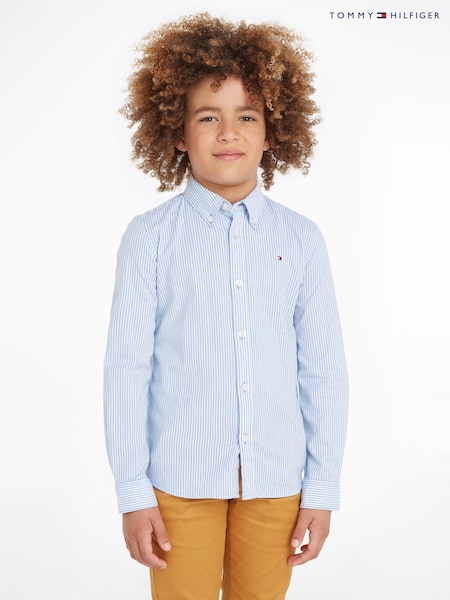 Albastru - Tommy Hilfiger Flex Ithaca Mânecă lungă Cămăși (Q97556) | 208 LEI - 229 LEI