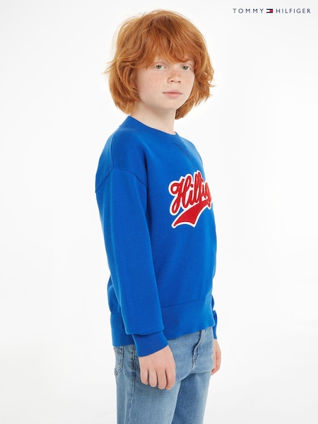 Tommy Hilfiger Blue Terry Knit Script 100% Cotton Sweater (Q97565) | €34 - €39