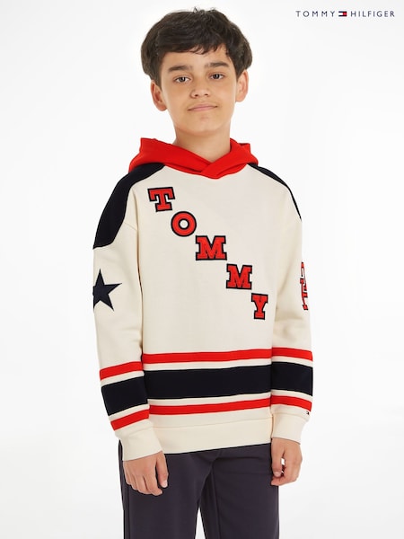Tommy Hilfiger Cream 100% Cotton Varsity Hoodie (Q97608) | €46 - €53