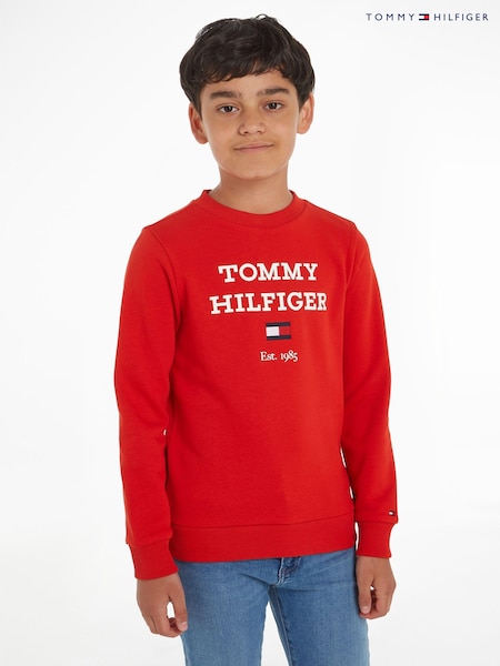 Tommy Hilfiger Red Logo Sweatshirt (Q97610) | 188 LEI - 229 LEI