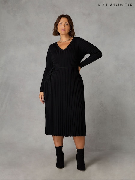 Live Unlimited Black Knitted Rib Dress (Q97680) | €79