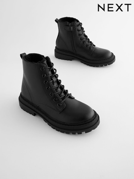 Matt Black Standard Fit (F) Warm Lined Lace-Up Ankle Boots (Q97833) | ₪122 - ₪151