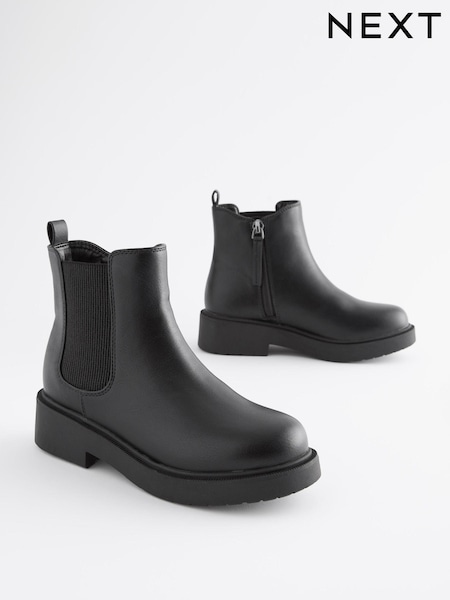 Matt Black Standard Fit (F) Chunky Chelsea Ankle Boots (Q97840) | $49 - $59