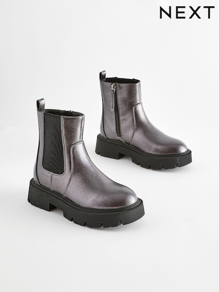 Silver Metallic Chunky Chelsea Boots (Q97845) | $55 - $67