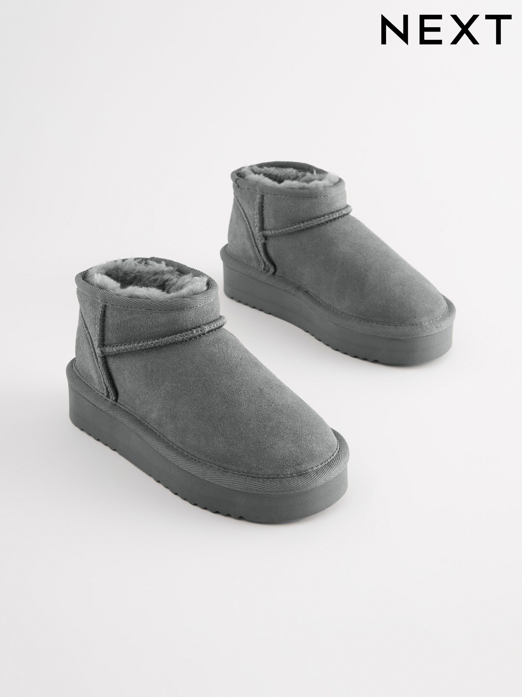 Grey Plain Flat Boots Next Luxembourg