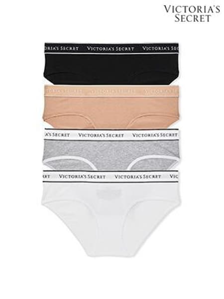 Victoria's Secret BlackWhiteGreyNude Hipster Logo 4 Pack Knickers (Q98008) | €22.50