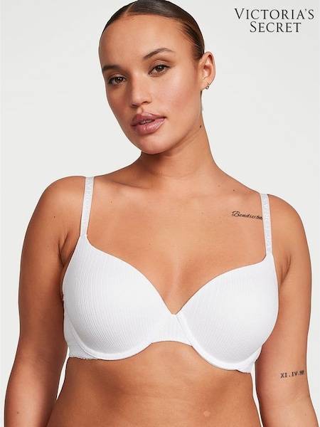 Victoria's Secret White Ribbed Demi Lightly Lined Bra (Q98012) | €40