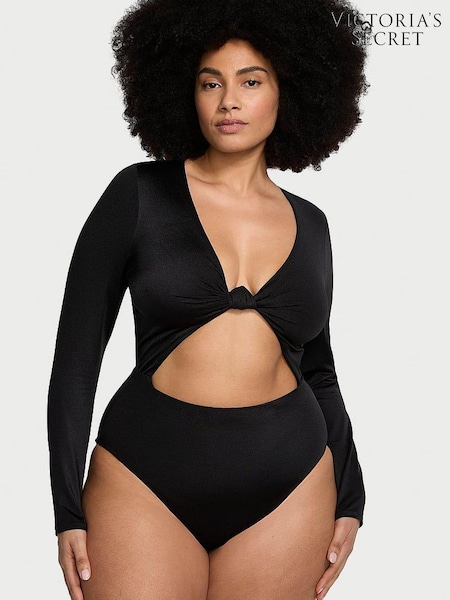 Victoria's Secret Nero Black Knotted Long Sleeve Swimsuit (Q98020) | €44