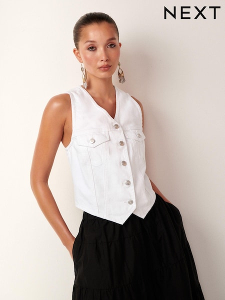 Weiß - Denim Waistcoat (Q98214) | 13 €