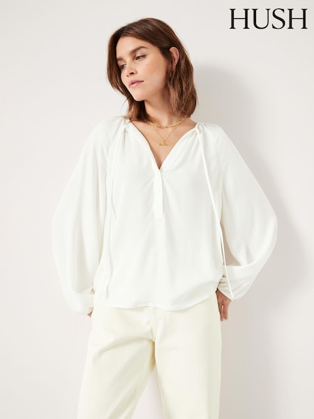 Hush White Zadie Tie Neck Top (Q98215) | €41.50