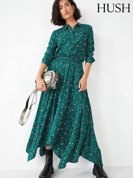 Hush Green Floral Long Sleeve Dress (Q98224) | €32