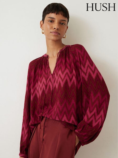 Hush Red Amelie Tie Neck Blouse (Q98276) | €22