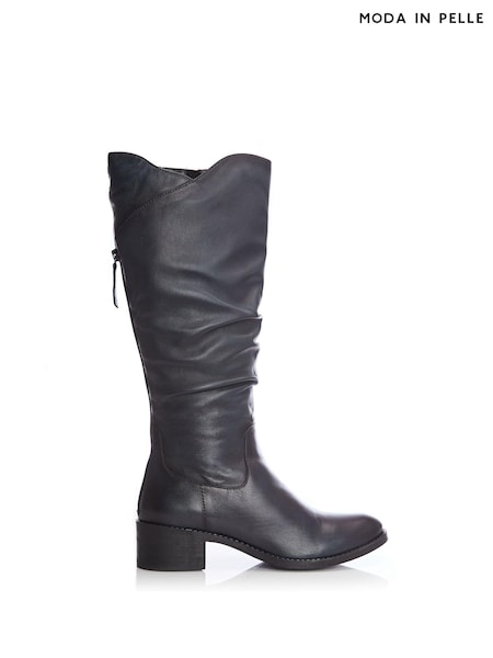 Albastru - Moda in Pelle Luche Long Back Zip Cizme (Q98320) | 933 LEI