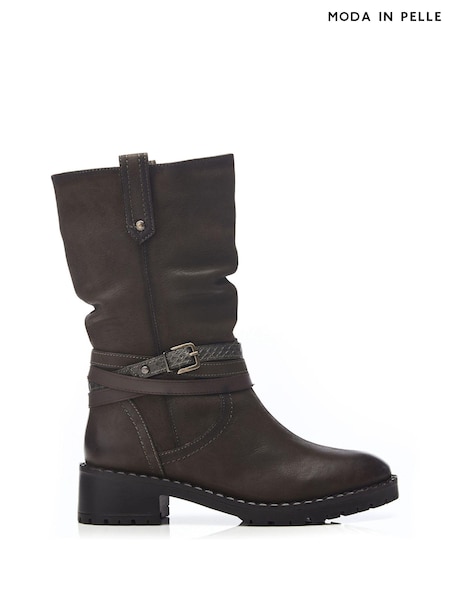 Moda In Pelle Beckette Multi Buckle Mid Height Cleated Ankle Boots (Q98326) | ₪800
