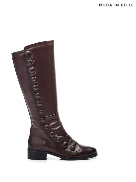 Moda in Pelle Red Irenne Long Covered Button Cleated Boots (Q98336) | €234