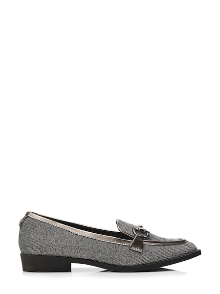 Moda in Pelle Grey Franzie Snaffle Trim Slippers Cut Loafers (Q98385) | €37