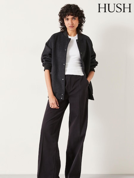 Hush Black Camille Flat Front Cotton Trousers (Q98470) | €65
