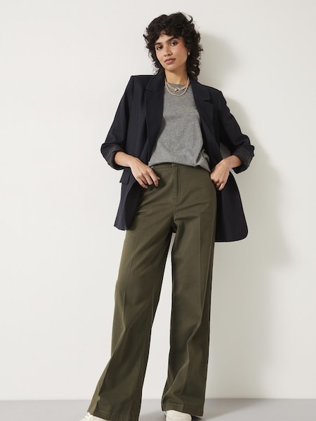 Hush Green Petite Camille Flat Front Cotton Trousers (Q98482) | €65