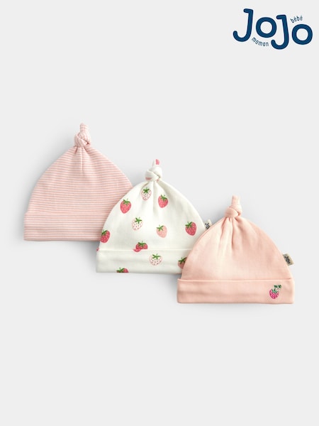 Pink Strawberry - Jojo Maman Bébé 3-pack Hats