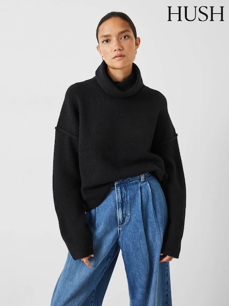Negru - Hush Cropped Roll Neck Jumper (Q98581) | 737 LEI