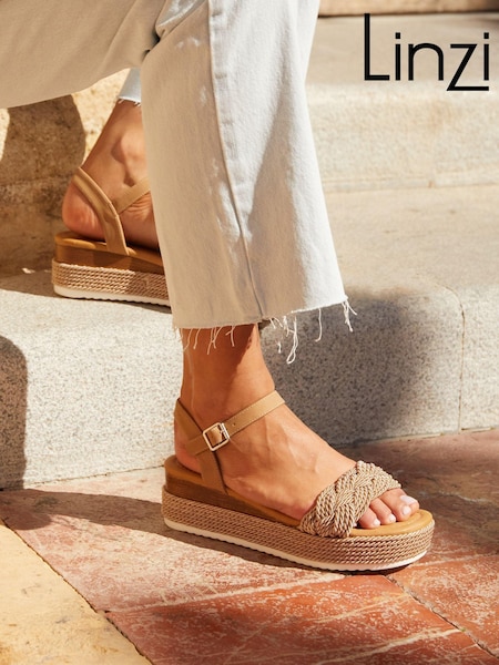 Linzi Cream Puglia Woven Rope Platform Wedges (Q98636) | €44