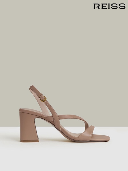 Vaalea beige - Reiss Alice Strappy Leather Heeled Sandals (Q98712) | €233