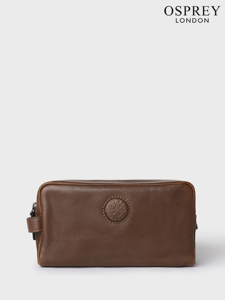 Osprey London The Compass Leather Brown Washbag (Q98801) | AZN 238