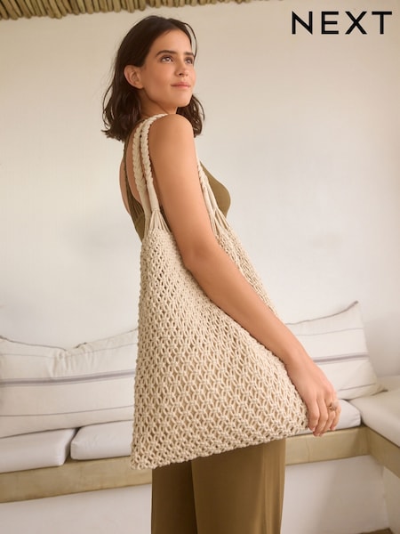 White Macramé Crochet Shoulder Bag (Q98853) | €35